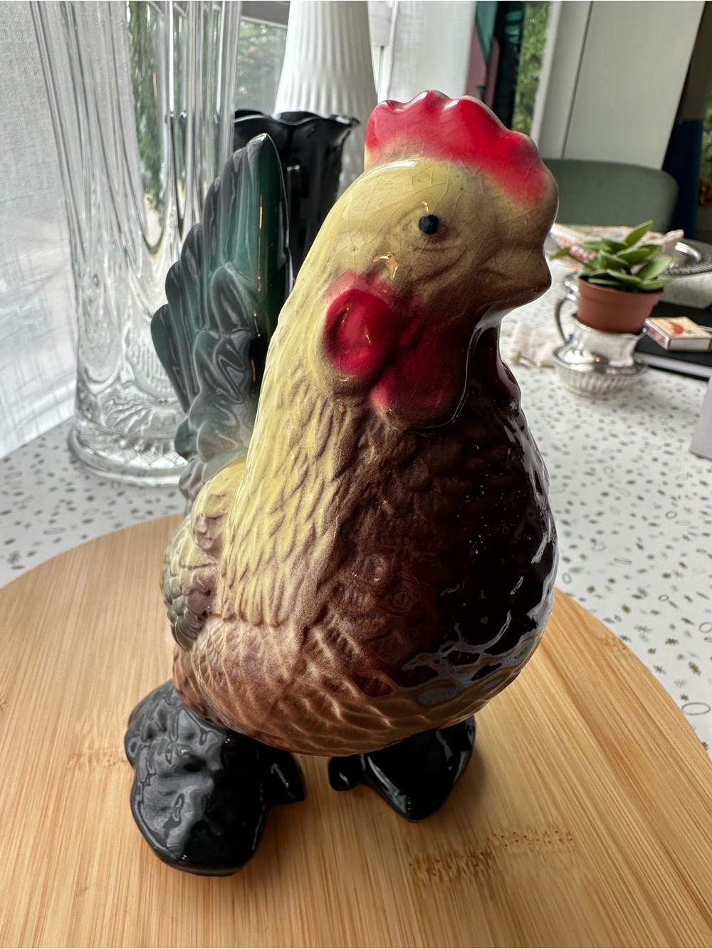Vintage Hand-Painted Ceramic Rooster Figurine